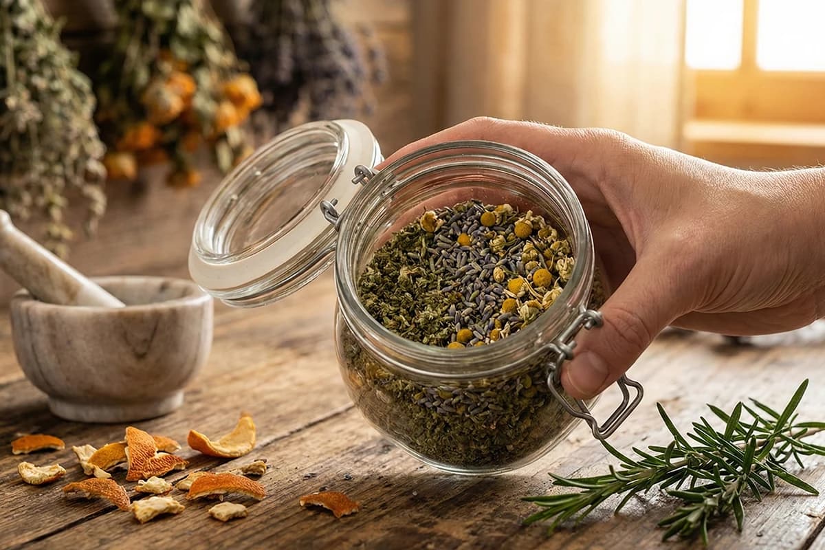 Dried botanical herbs used for natural terpene blends